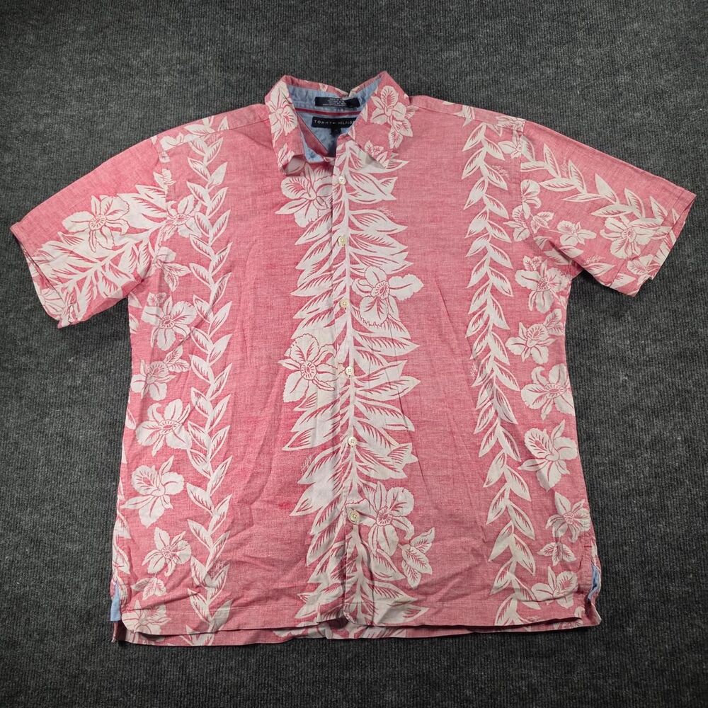 Tommy-hilfiger Men's Pink and Red Shirt
